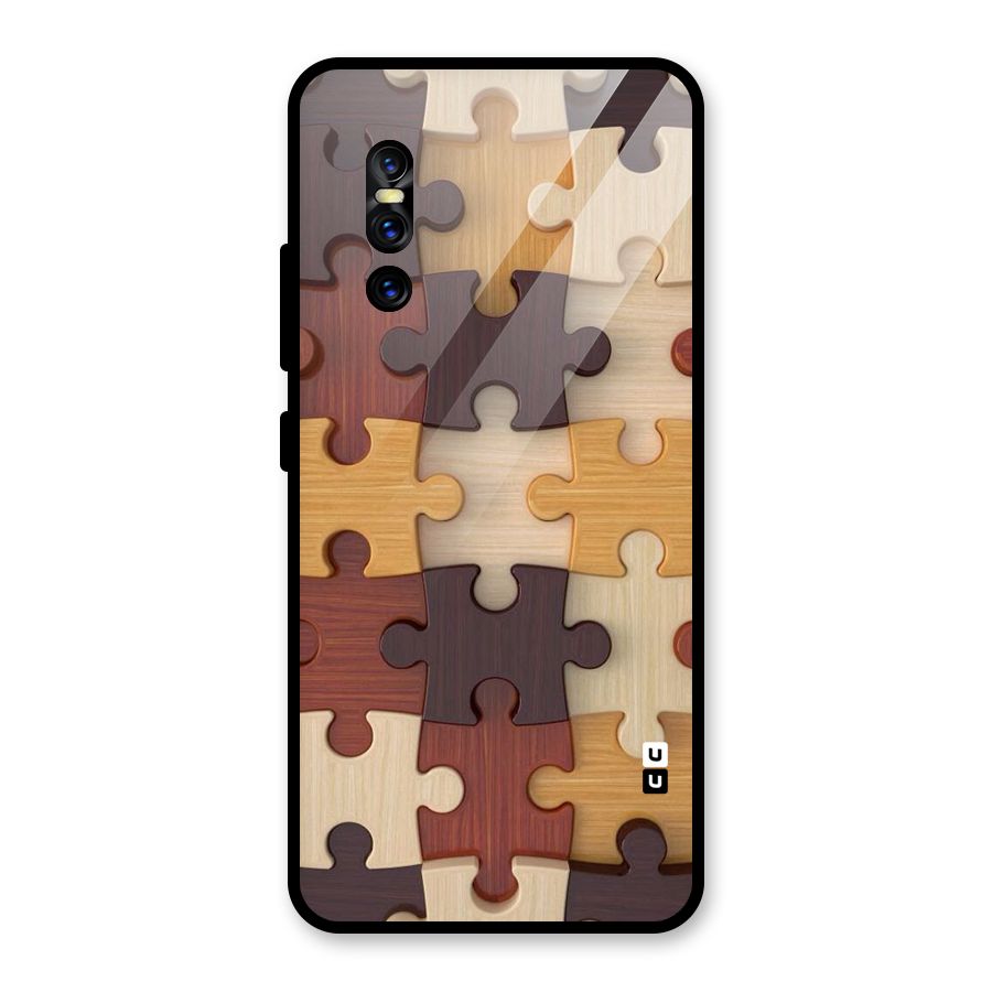 Wooden Puzzle (Printed) Glass Back Case for Vivo V15 Pro