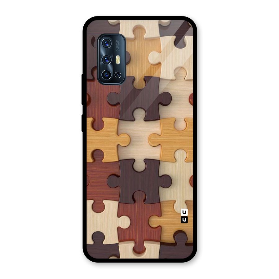 Wooden Puzzle (Printed) Glass Back Case for Vivo V17