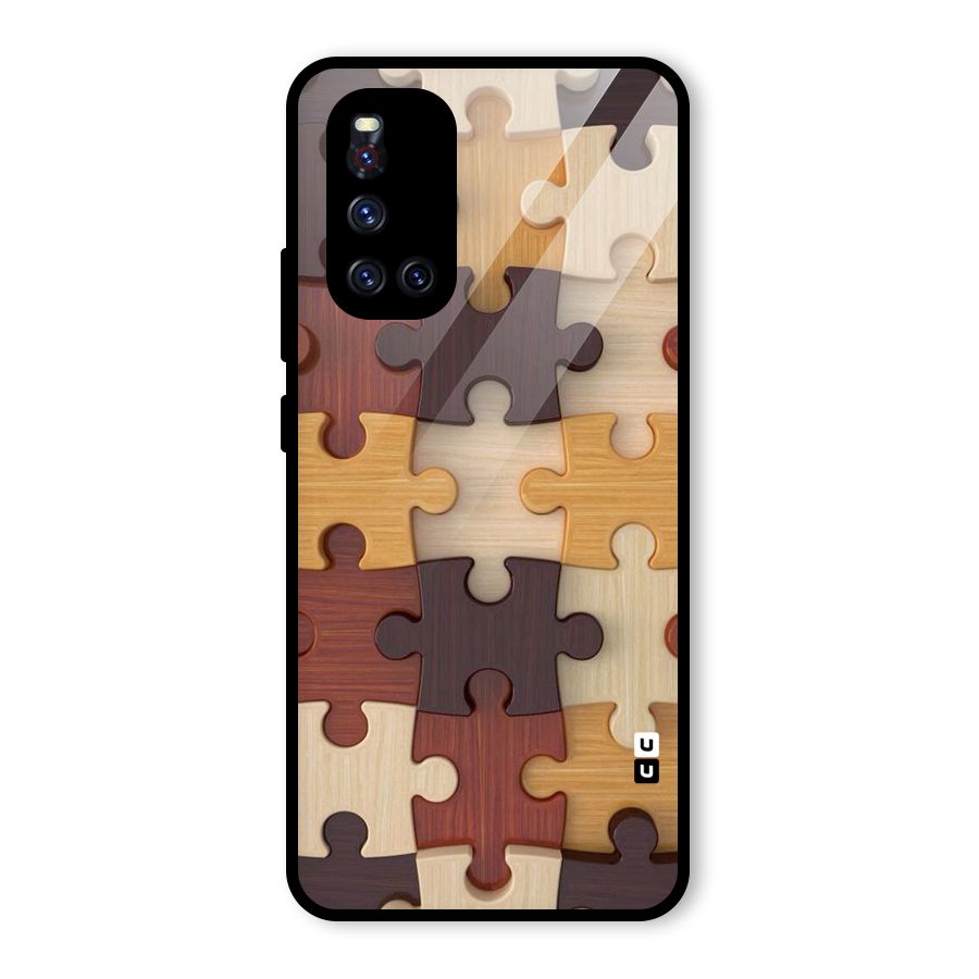 Wooden Puzzle (Printed) Glass Back Case for Vivo V19