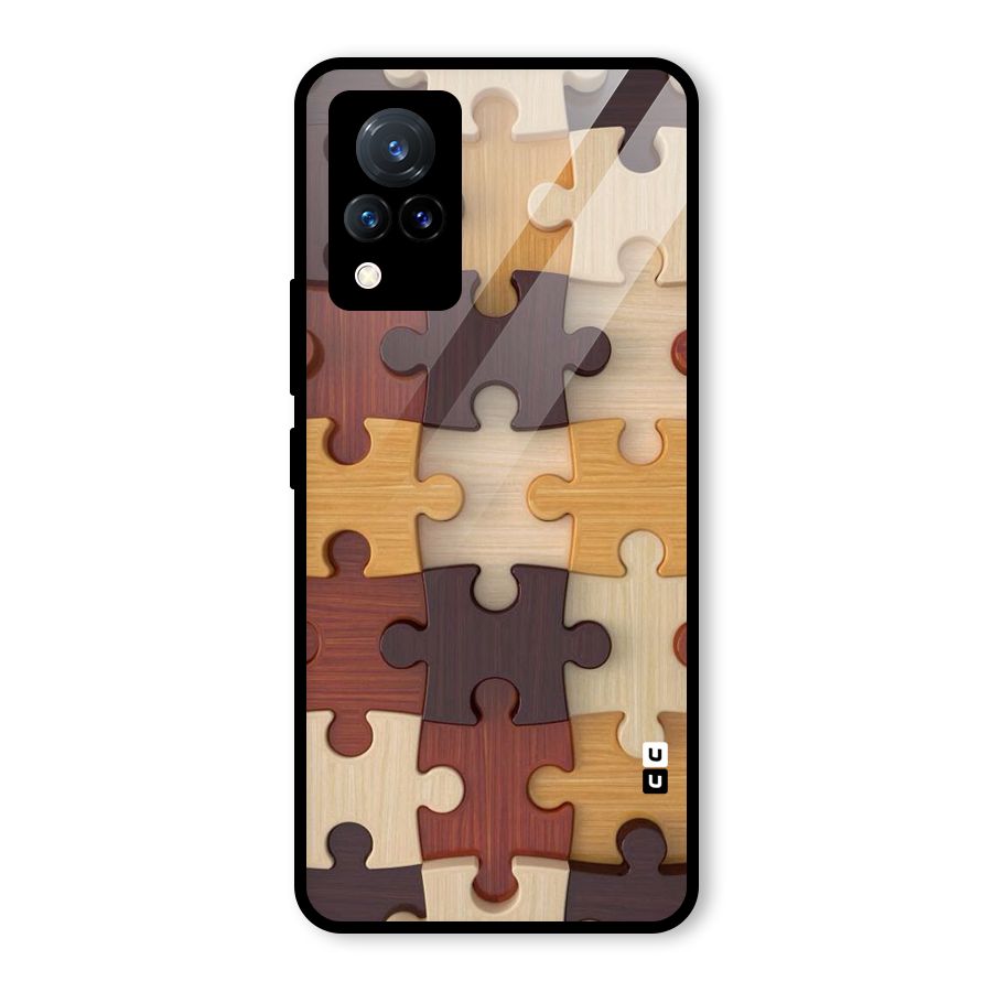 Wooden Puzzle (Printed) Glass Back Case for Vivo V21 5G