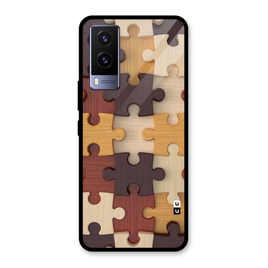 Wooden Puzzle (Printed) Glass Back Case for Vivo V21e 5G