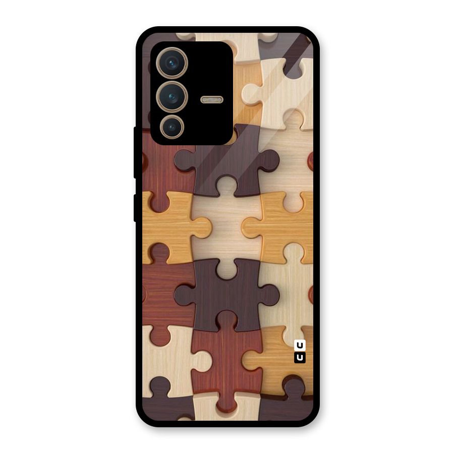 Wooden Puzzle (Printed) Glass Back Case for Vivo V23 5G