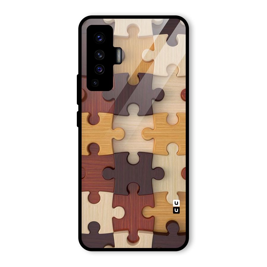 Wooden Puzzle (Printed) Glass Back Case for Vivo X50