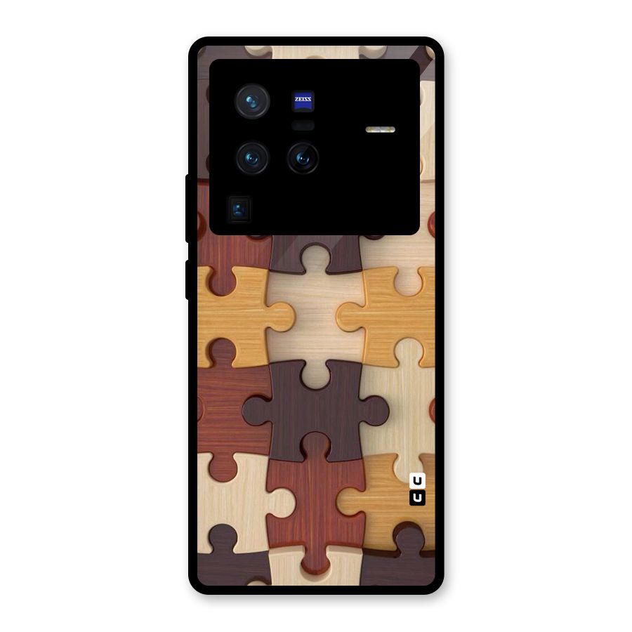 Wooden Puzzle (Printed) Glass Back Case for Vivo X80 Pro