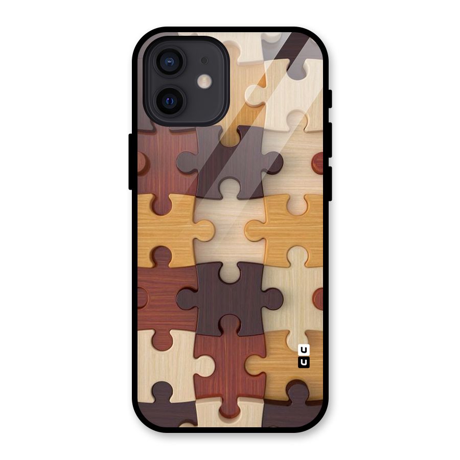 Wooden Puzzle (Printed) Glass Back Case for iPhone 12
