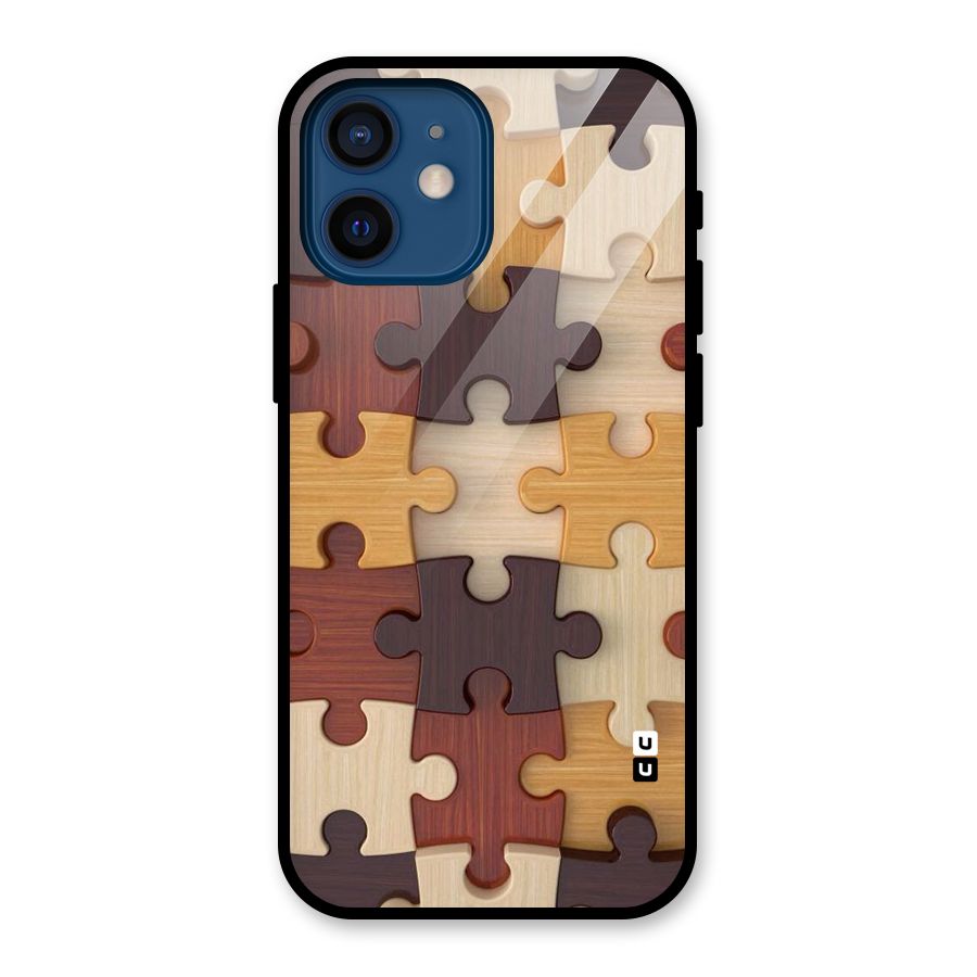 Wooden Puzzle (Printed) Glass Back Case for iPhone 12 Mini