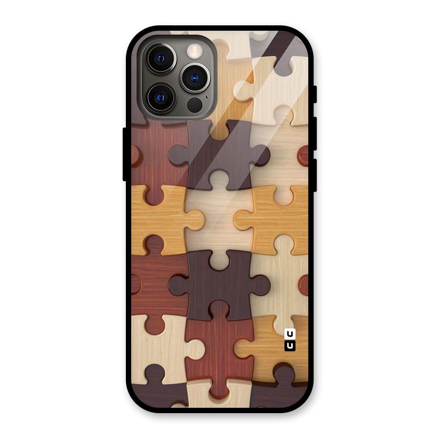 Wooden Puzzle (Printed) Glass Back Case for iPhone 12 Pro