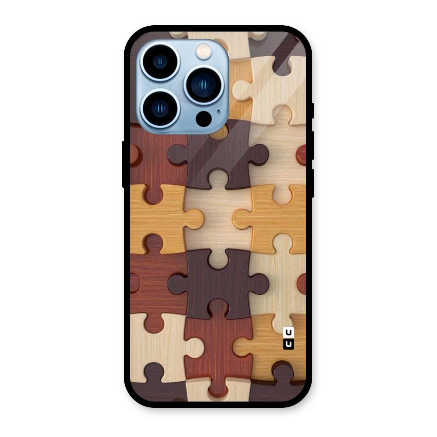 Wooden Puzzle (Printed) Glass Back Case for iPhone 13 Pro