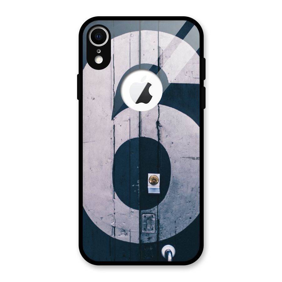 Wooden Six Glass Back Case for iPhone XR Logo Cut