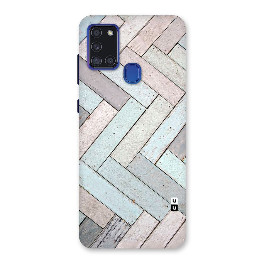 Wooden ZigZag Design Back Case for Galaxy A21s