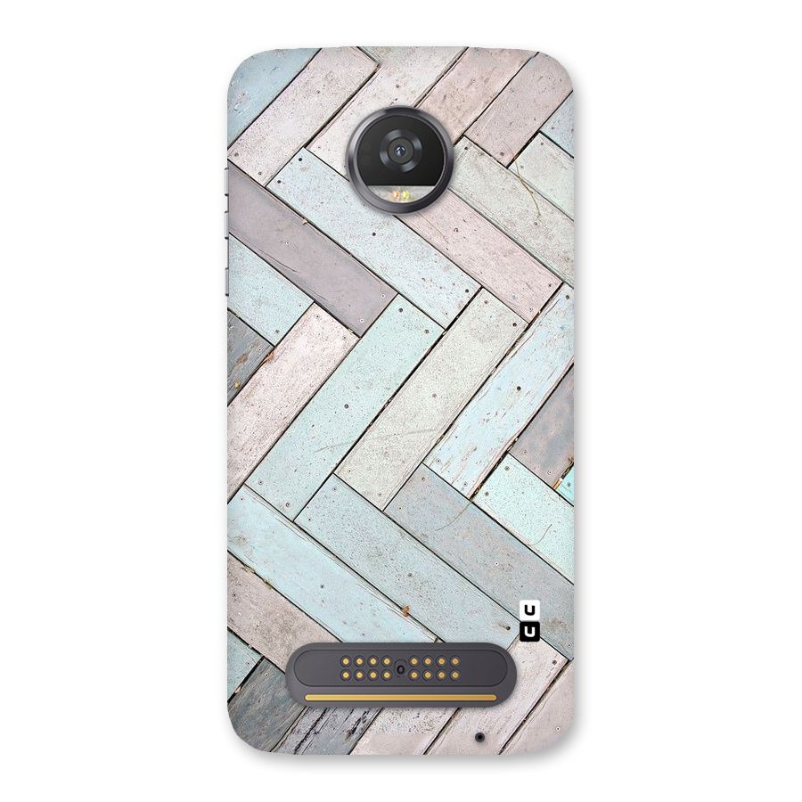 Wooden ZigZag Design Back Case for Moto Z2 Play