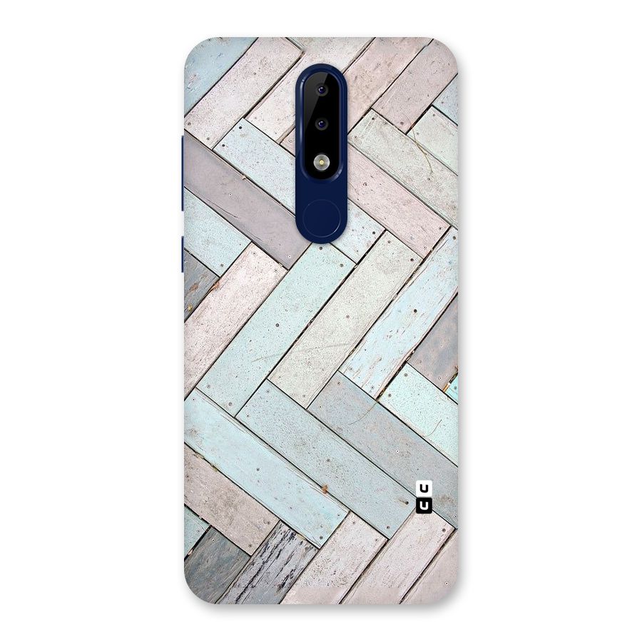 Wooden ZigZag Design Back Case for Nokia 5.1 Plus