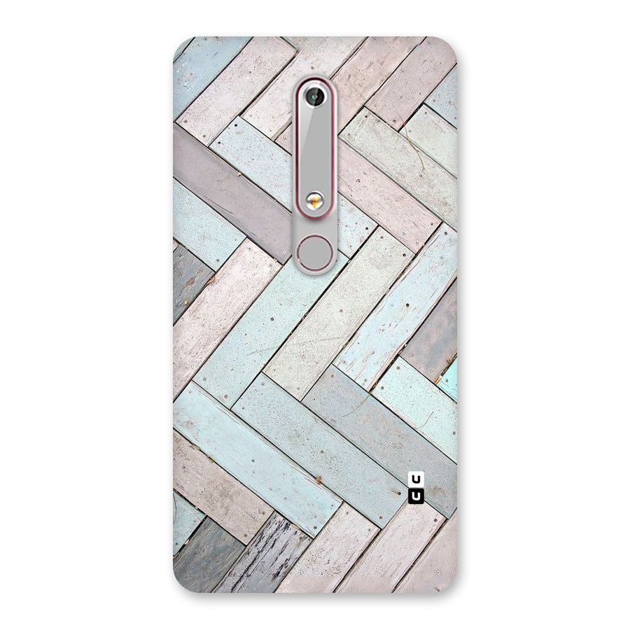 Wooden ZigZag Design Back Case for Nokia 6.1