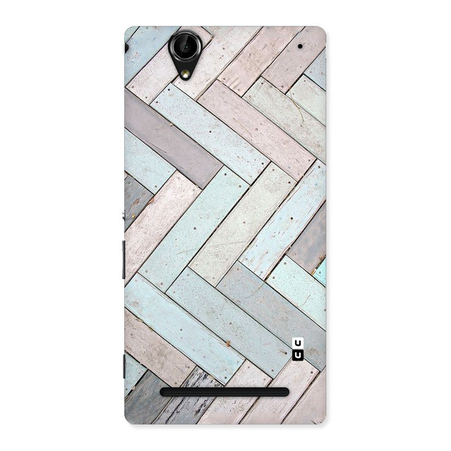 Wooden ZigZag Design Back Case for Sony Xperia T2