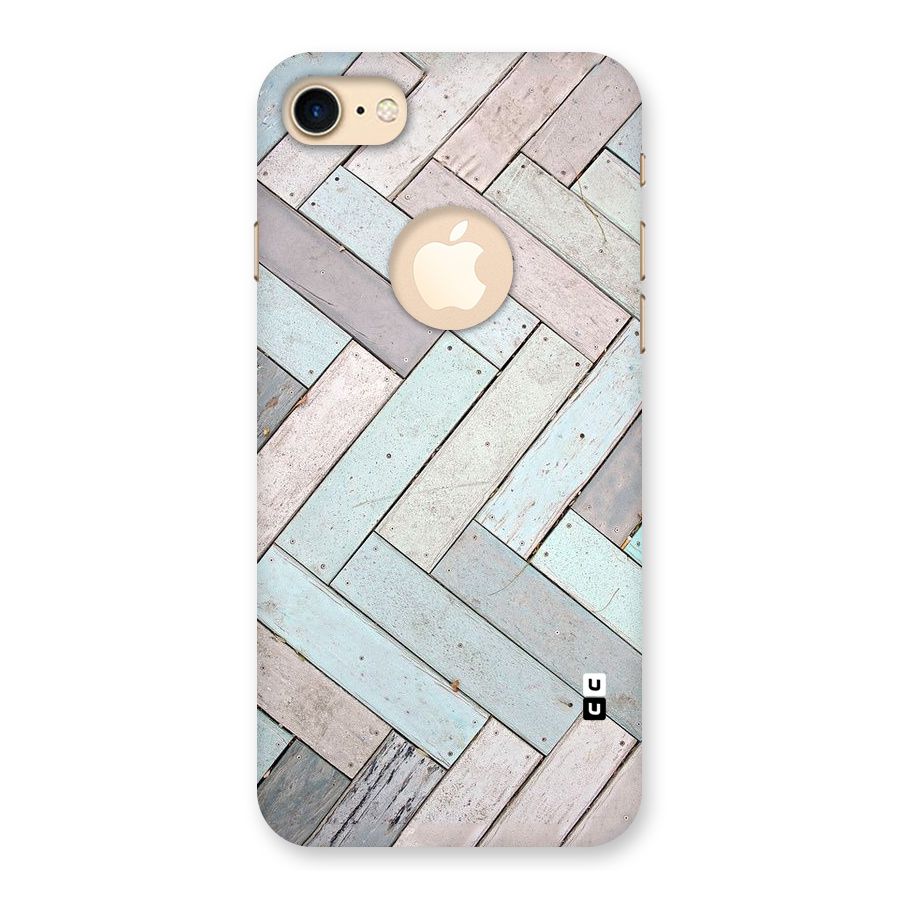 Wooden ZigZag Design Back Case for iPhone 7 Logo Cut