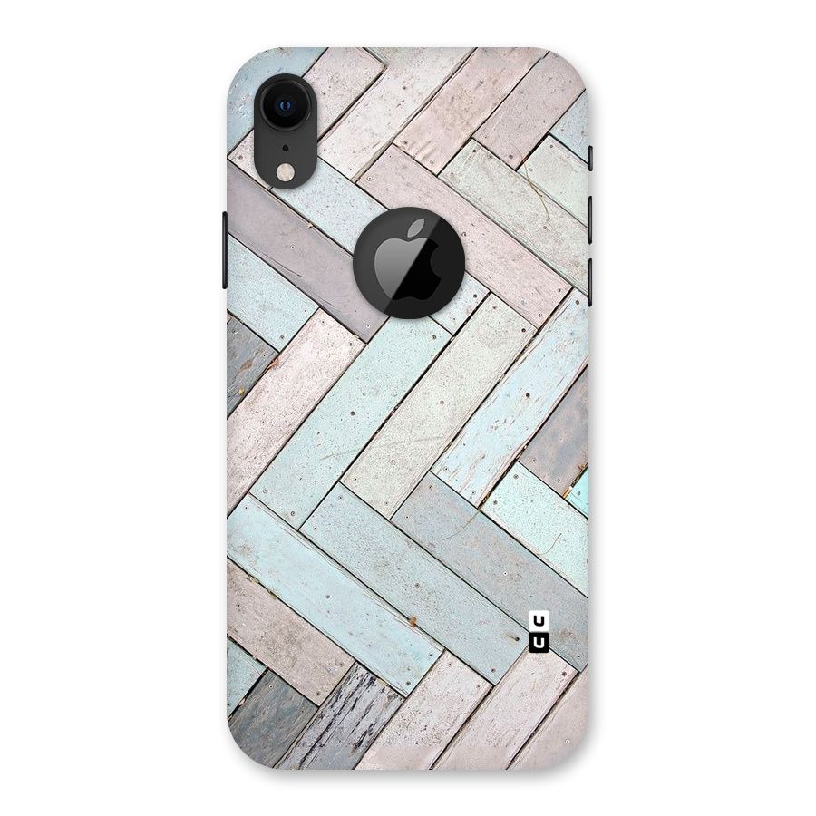 Wooden ZigZag Design Back Case for iPhone XR Logo Cut