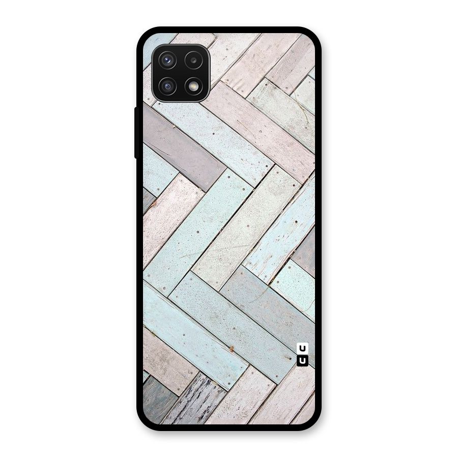 Wooden ZigZag Design Glass Back Case for Galaxy A22 5G