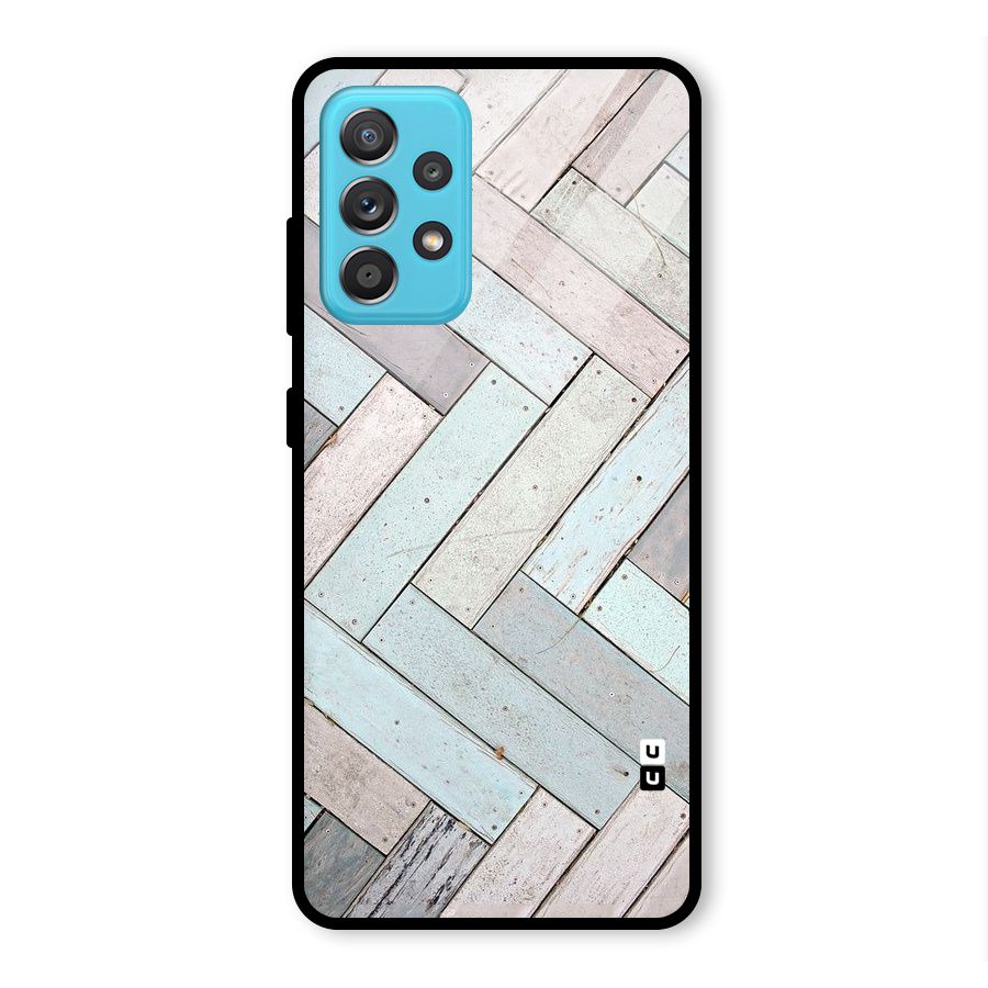 Wooden ZigZag Design Glass Back Case for Galaxy A52s 5G