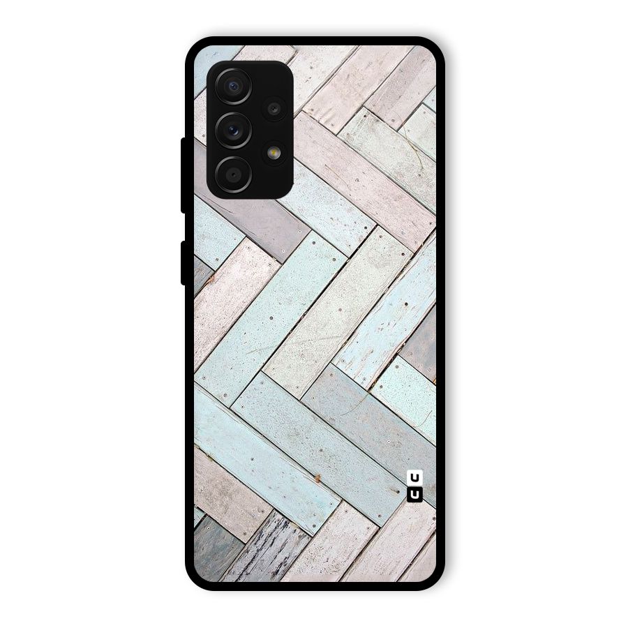 Wooden ZigZag Design Glass Back Case for Galaxy A53 5G