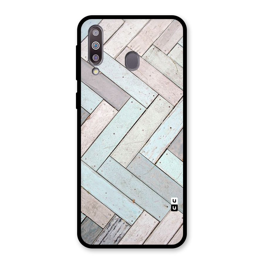 Wooden ZigZag Design Glass Back Case for Galaxy M30