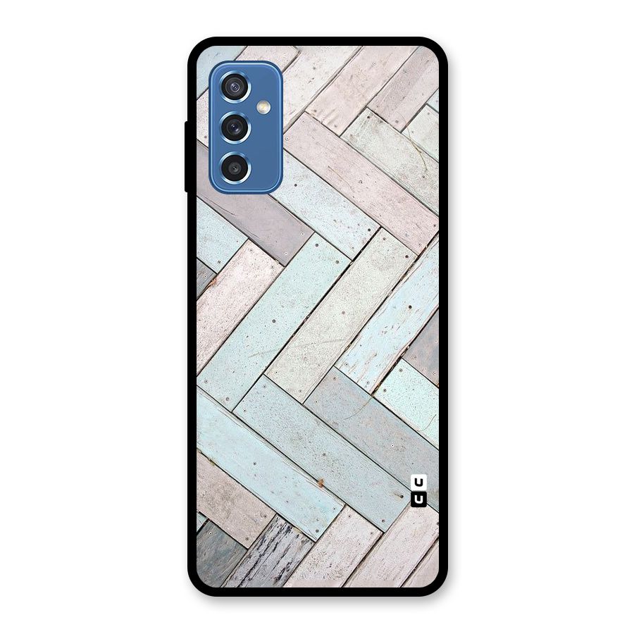Wooden ZigZag Design Glass Back Case for Galaxy M52 5G