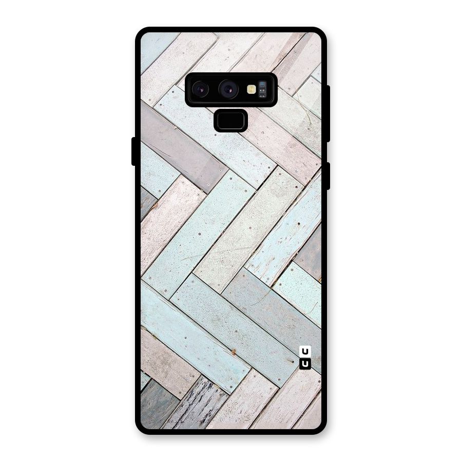Wooden ZigZag Design Glass Back Case for Galaxy Note 9