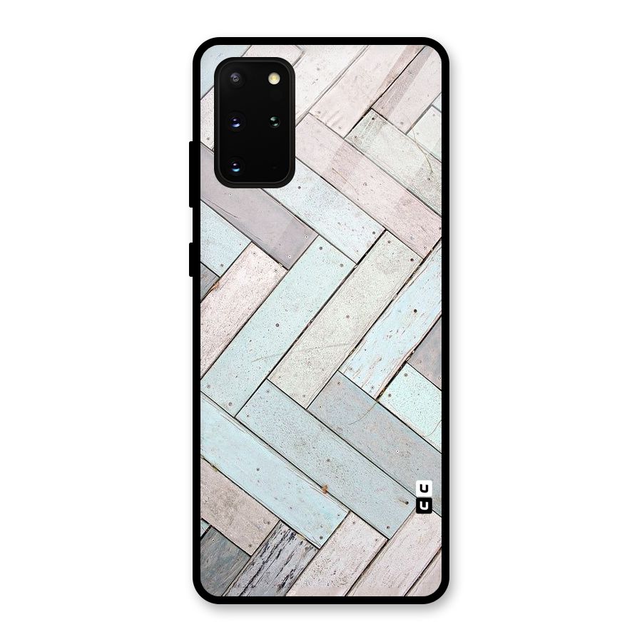 Wooden ZigZag Design Glass Back Case for Galaxy S20 Plus