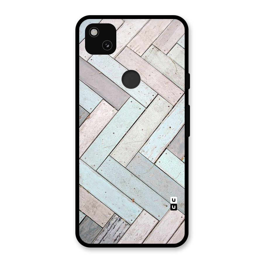 Wooden ZigZag Design Glass Back Case for Google Pixel 4a
