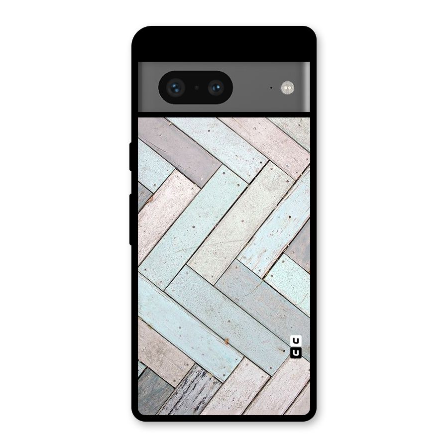Wooden ZigZag Design Glass Back Case for Google Pixel 7