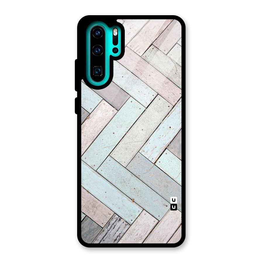 Wooden ZigZag Design Glass Back Case for Huawei P30 Pro
