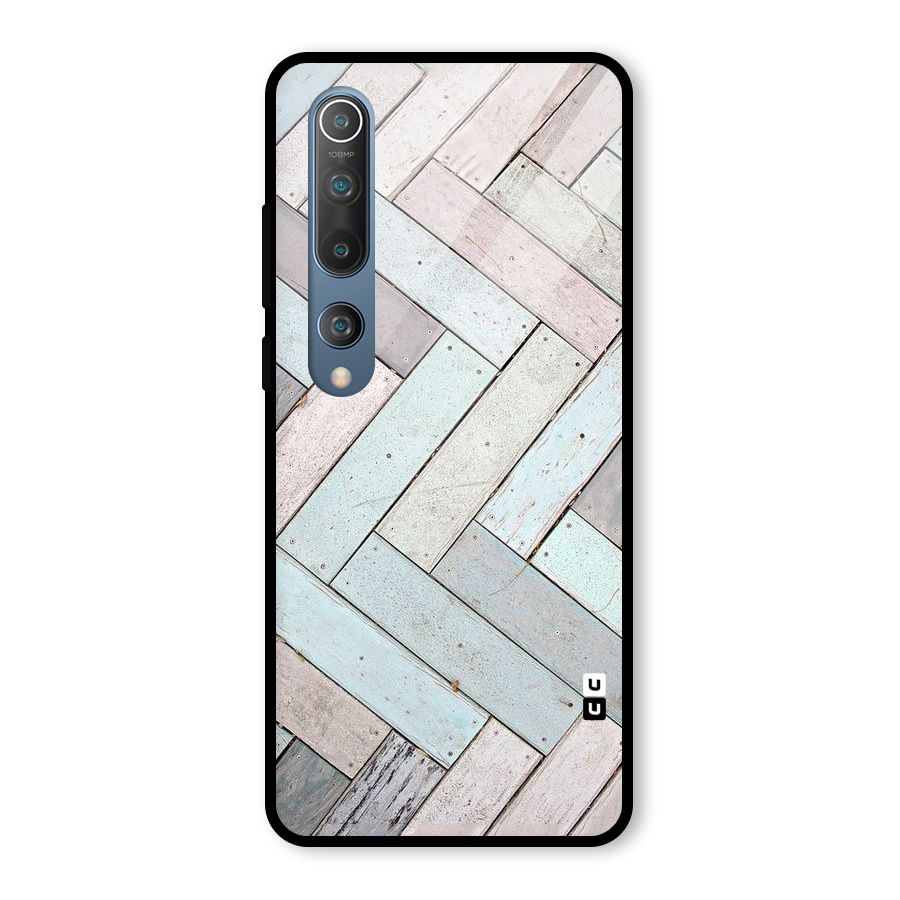 Wooden ZigZag Design Glass Back Case for Mi 10
