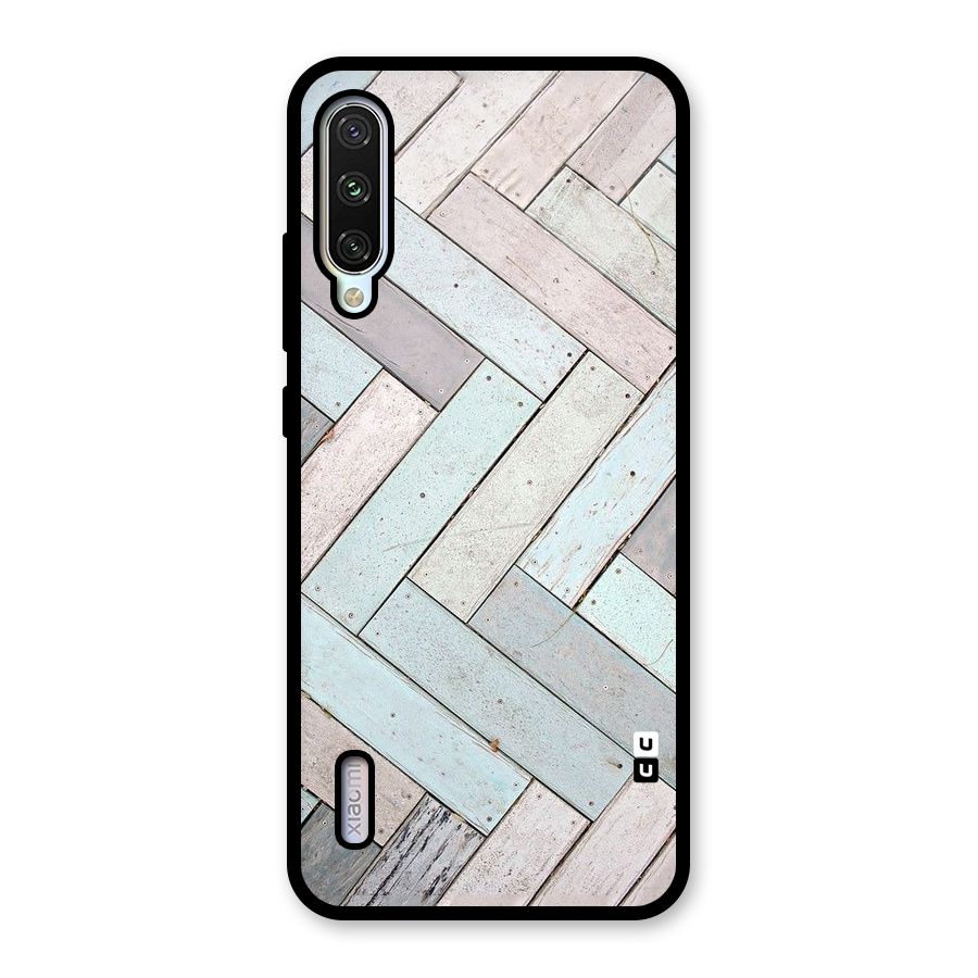 Wooden ZigZag Design Glass Back Case for Mi A3