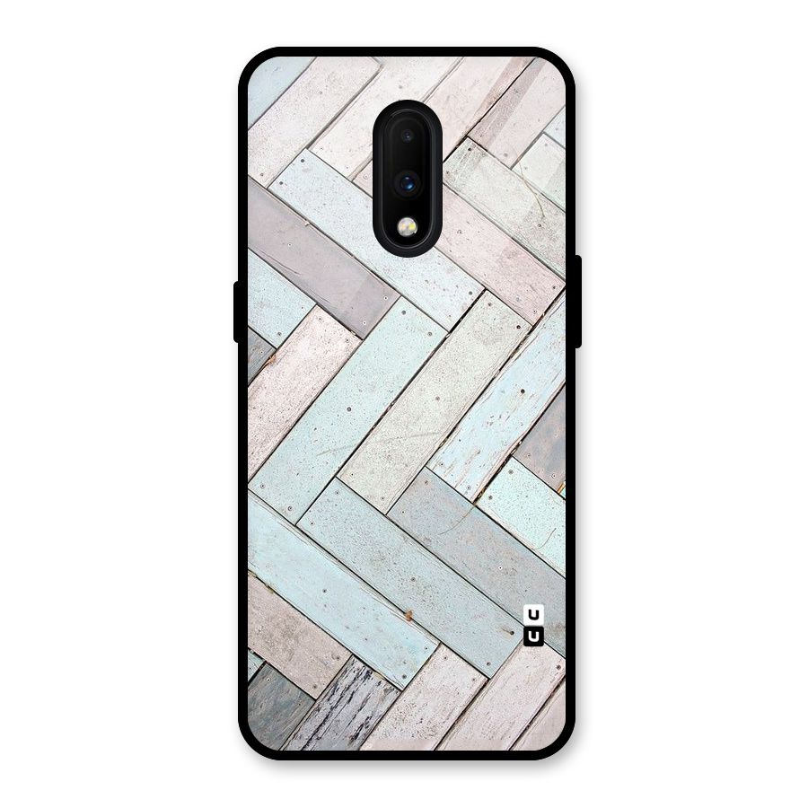 Wooden ZigZag Design Glass Back Case for OnePlus 7