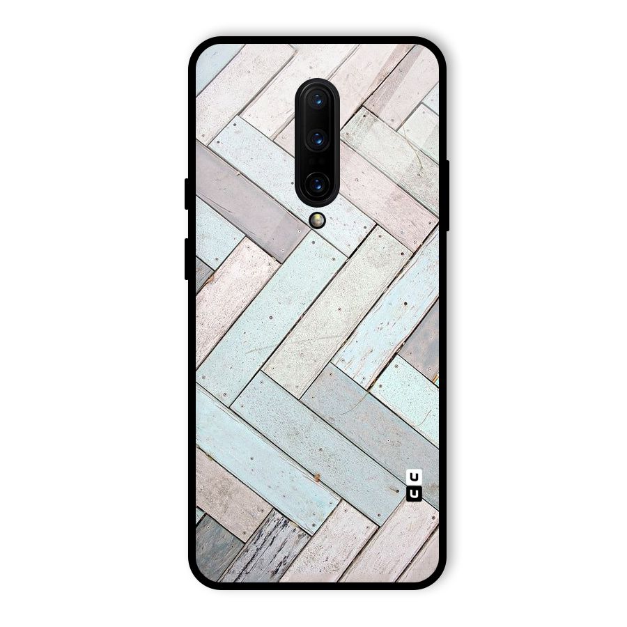 Wooden ZigZag Design Glass Back Case for OnePlus 7 Pro