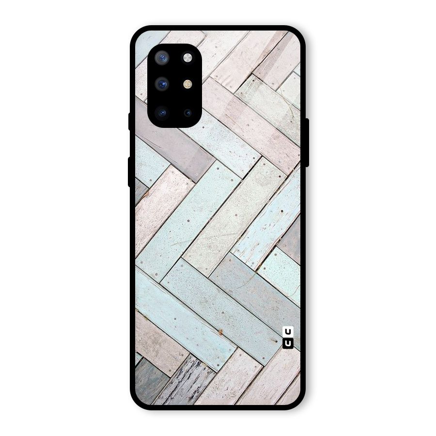 Wooden ZigZag Design Glass Back Case for OnePlus 8T