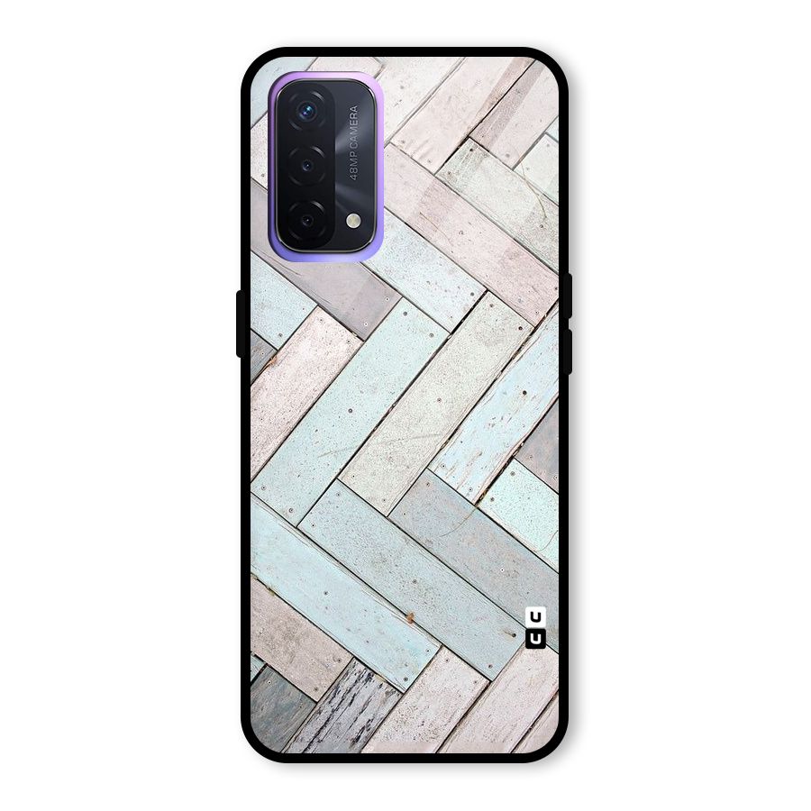 Wooden ZigZag Design Glass Back Case for Oppo A74 5G