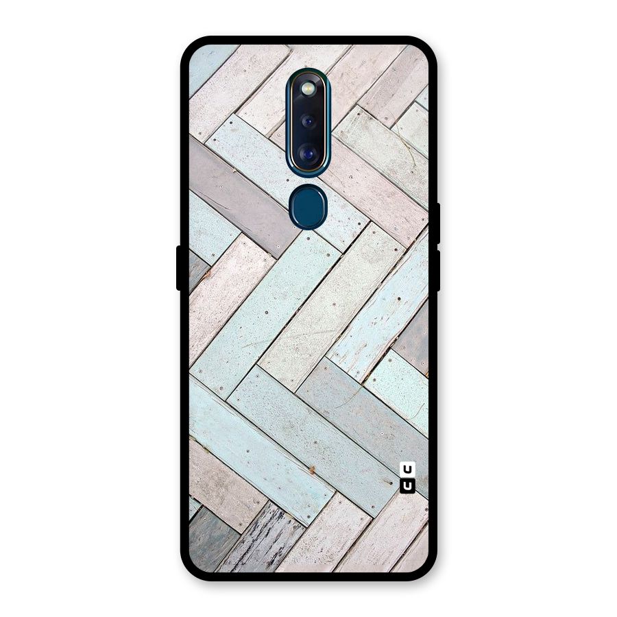 Wooden ZigZag Design Glass Back Case for Oppo F11 Pro
