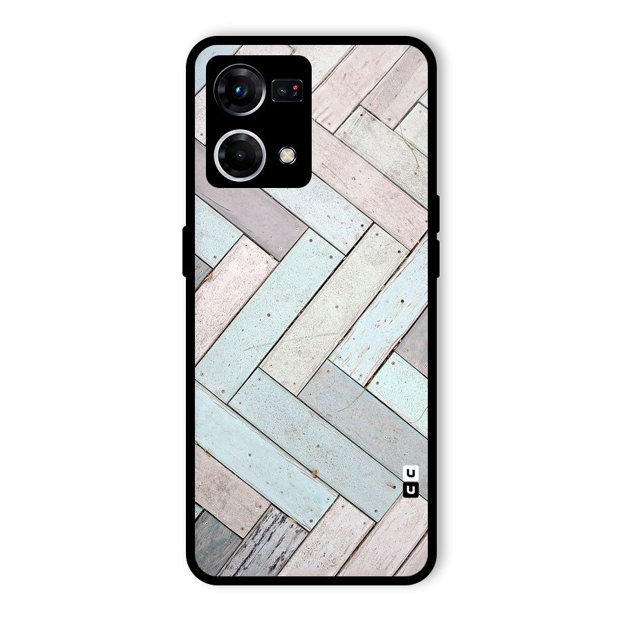 Wooden ZigZag Design Glass Back Case for Oppo F21 Pro 4G
