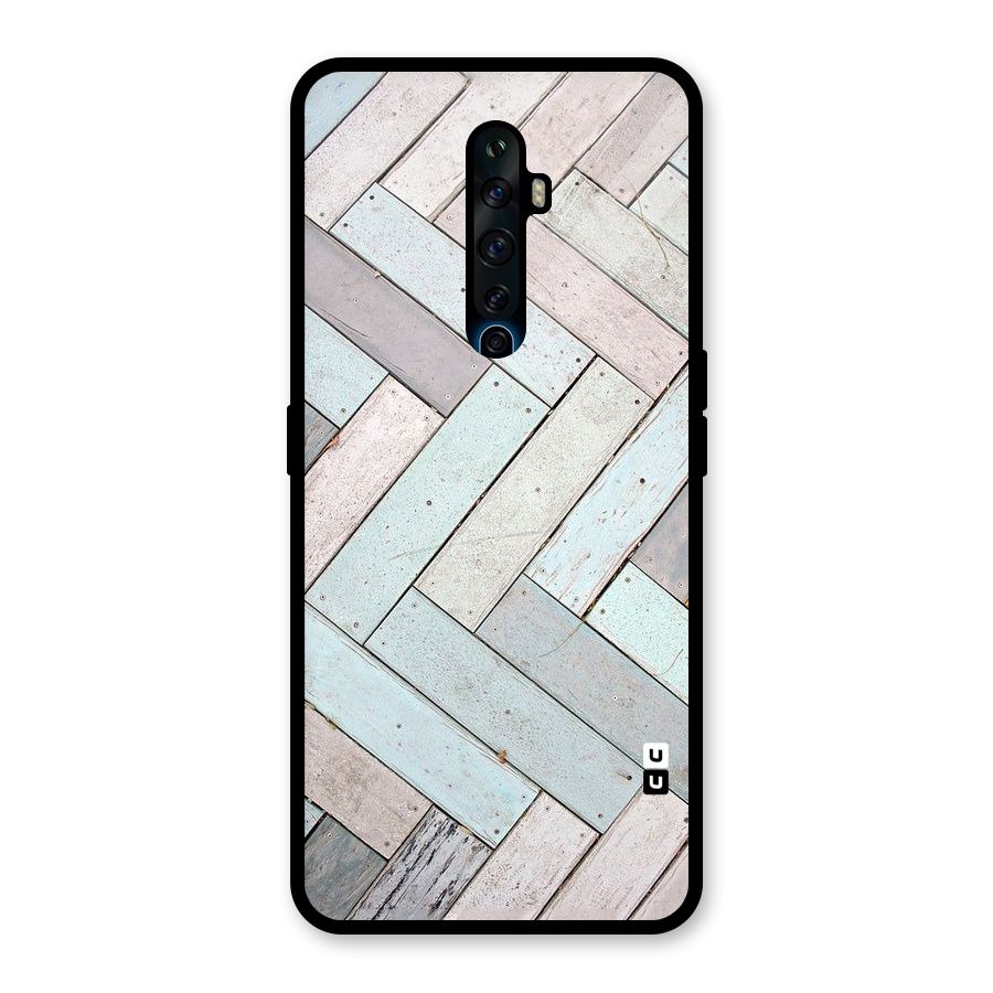 Wooden ZigZag Design Glass Back Case for Oppo Reno2 F