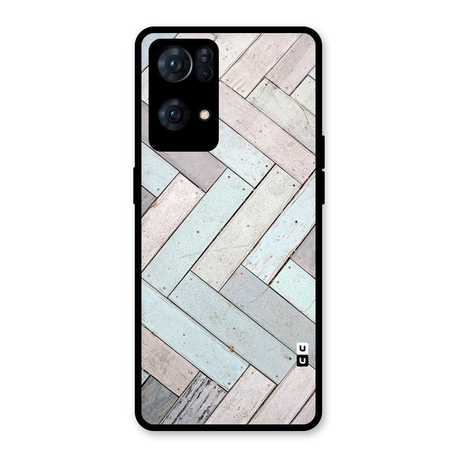 Wooden ZigZag Design Glass Back Case for Oppo Reno7 Pro 5G