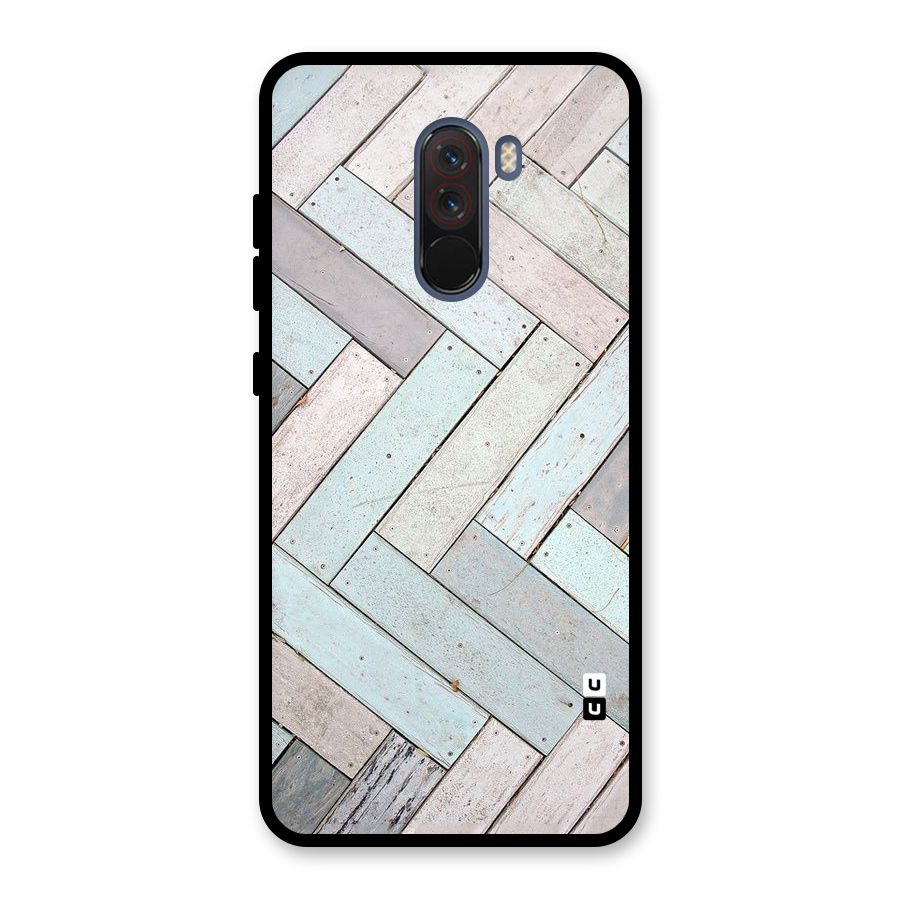 Wooden ZigZag Design Glass Back Case for Poco F1