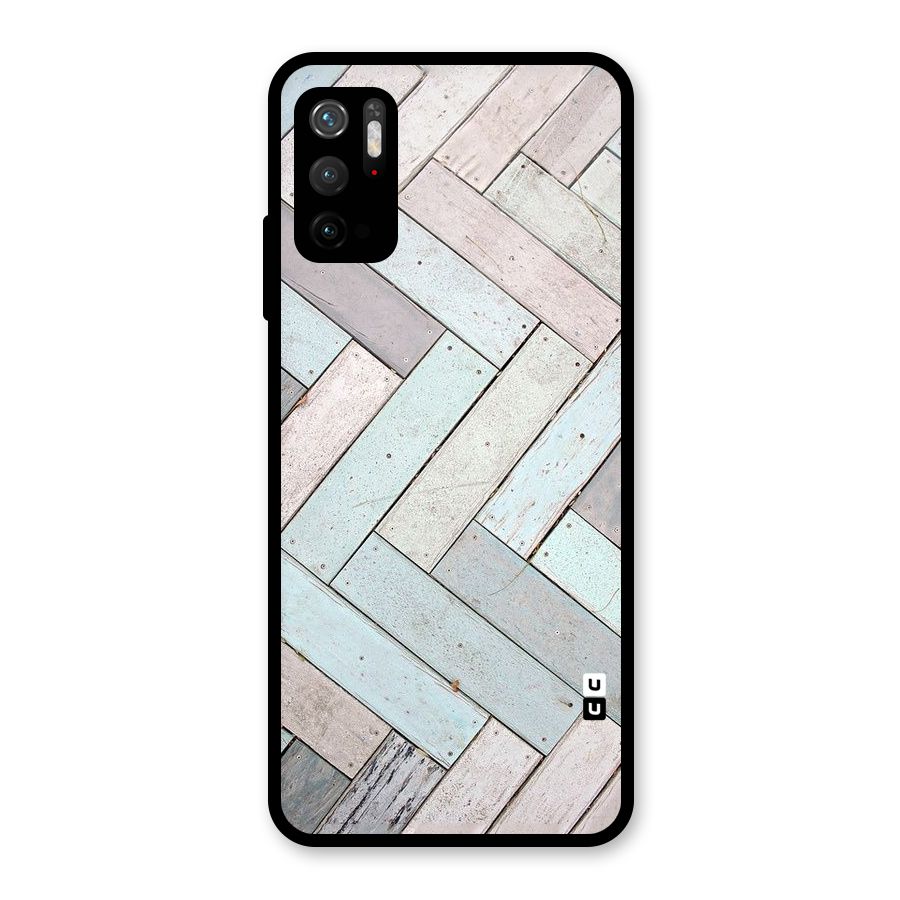Wooden ZigZag Design Glass Back Case for Poco M3 Pro 5G