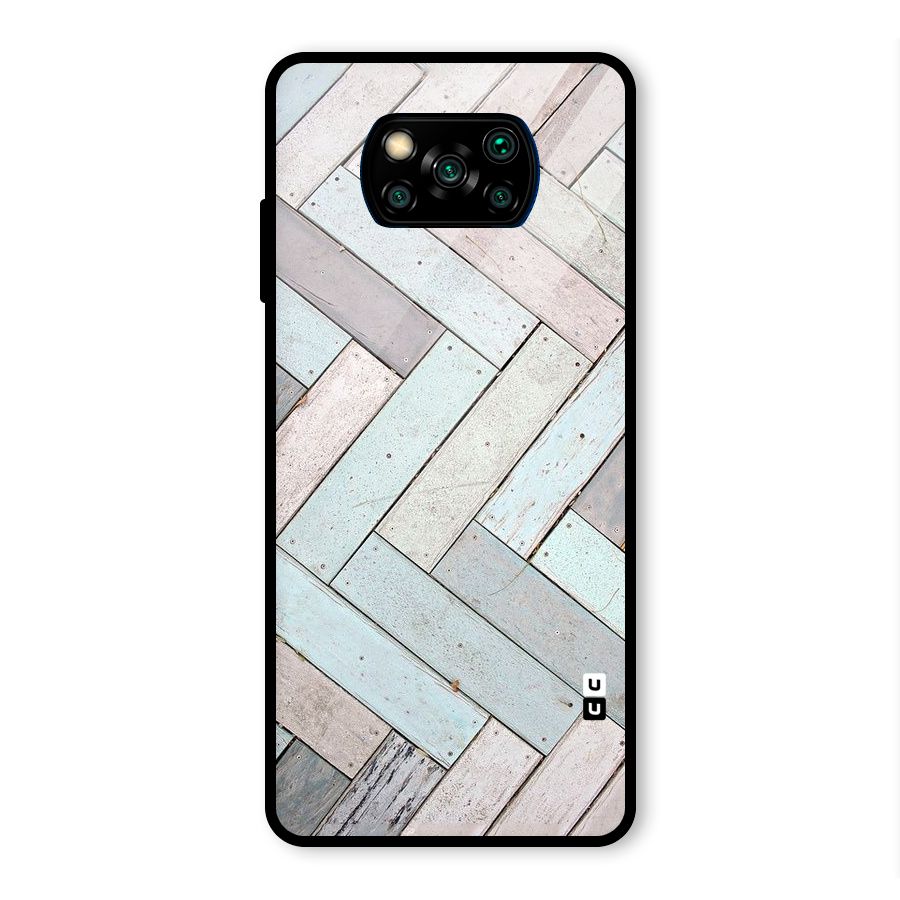 Wooden ZigZag Design Glass Back Case for Poco X3 Pro