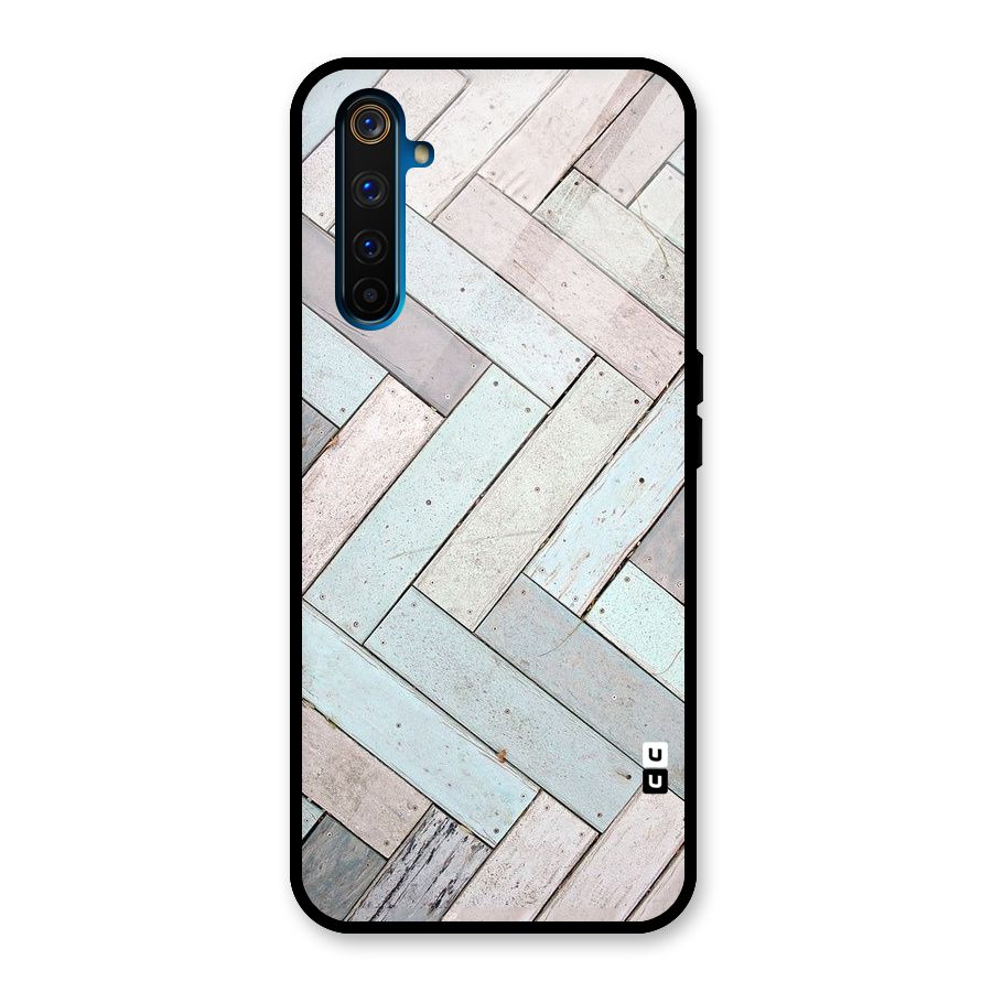 Wooden ZigZag Design Glass Back Case for Realme 6 Pro