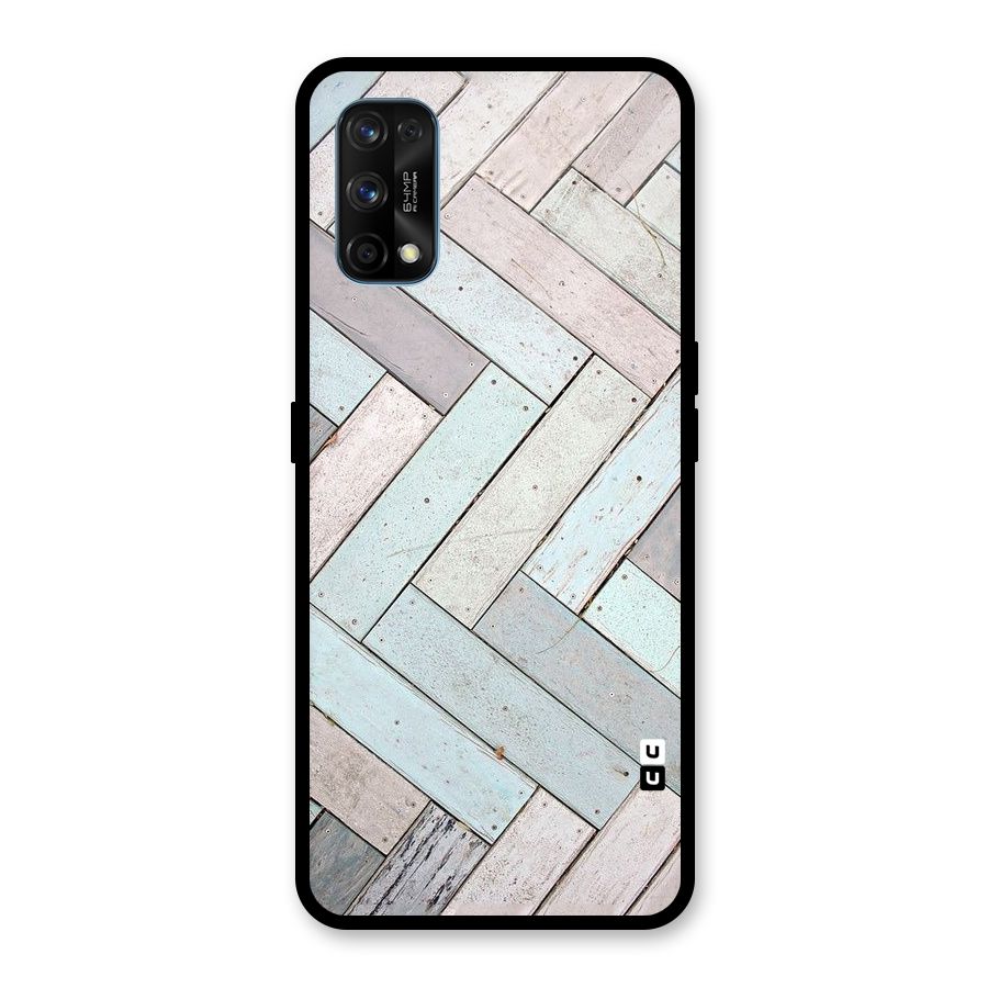 Wooden ZigZag Design Glass Back Case for Realme 7 Pro