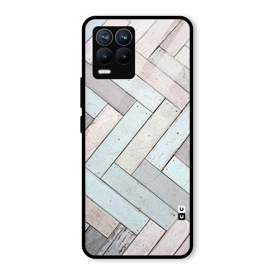 Wooden ZigZag Design Glass Back Case for Realme 8 Pro