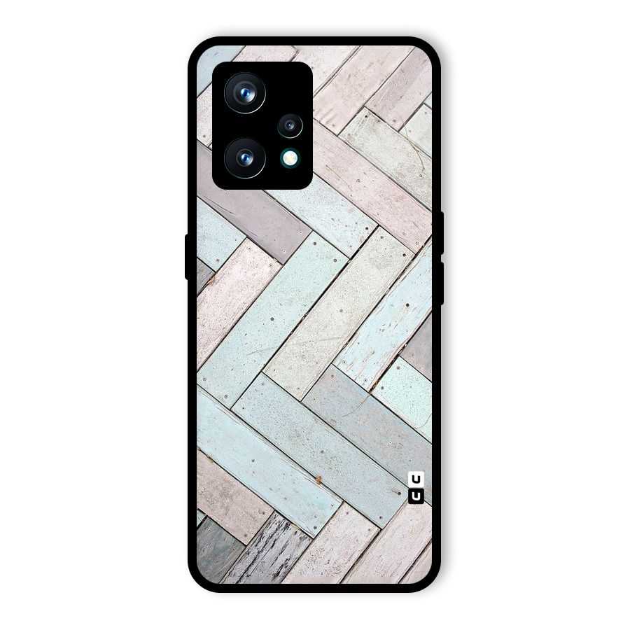 Wooden ZigZag Design Glass Back Case for Realme 9 Pro Plus 5G