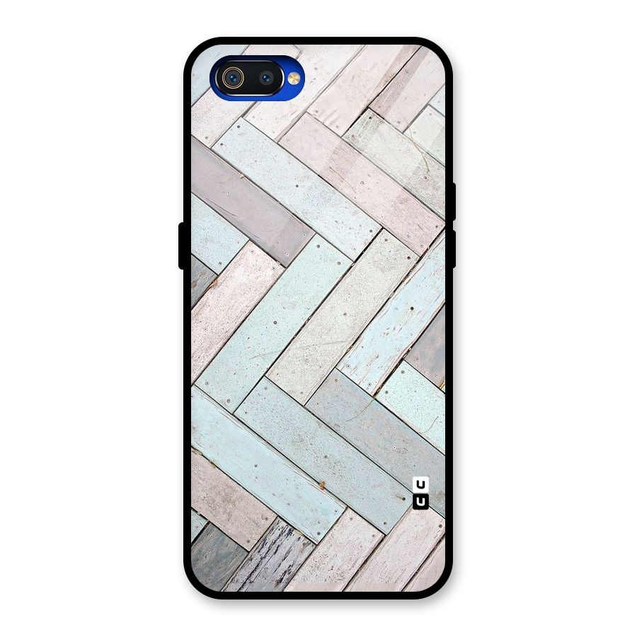 Wooden ZigZag Design Glass Back Case for Realme C2