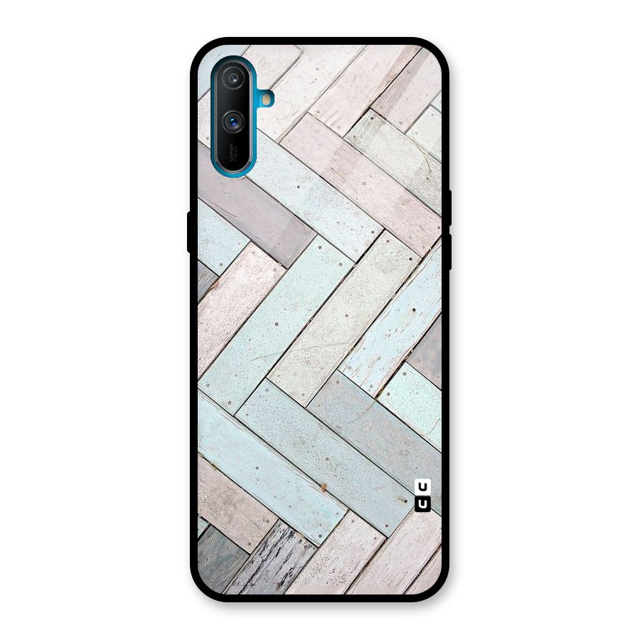 Wooden ZigZag Design Glass Back Case for Realme C3