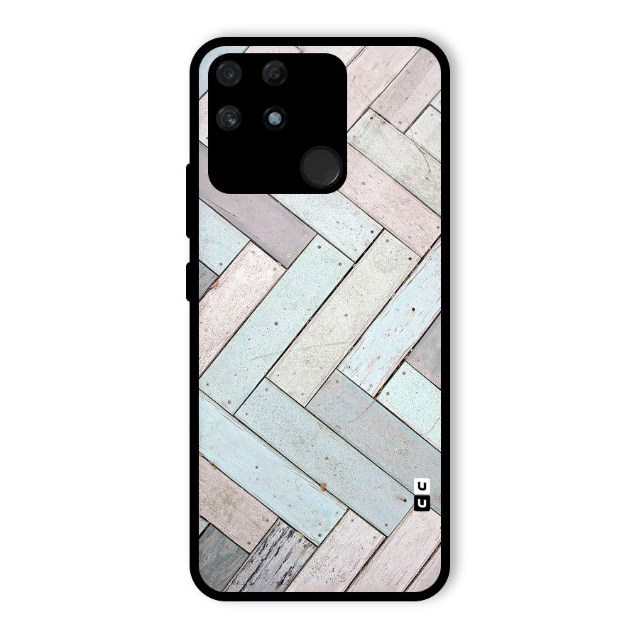Wooden ZigZag Design Glass Back Case for Realme Narzo 50A